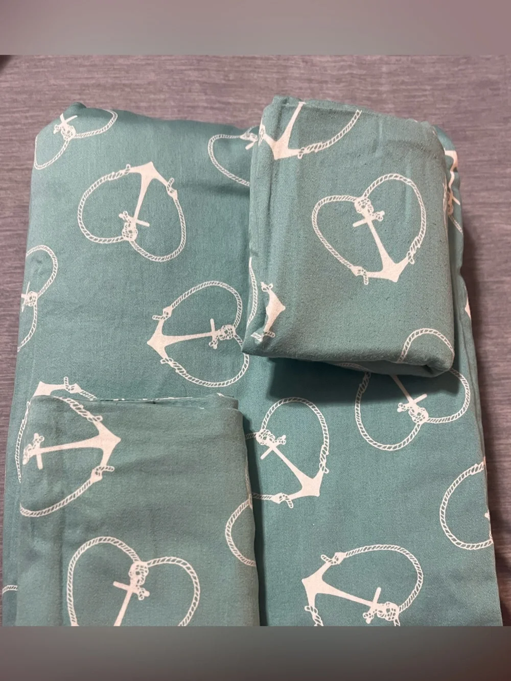 3 PC Aqua Anchor Heart Duvet Set